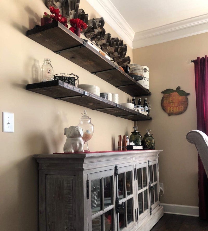 MY RUSTIC Shelf Brackets 12 Inch for Shelves, Rustic Shelf Supports, Heavy Duty Hook Iron Shelf Brackets, J Bracket, Industrial Shelf Bracket, Modern Lip Metal Wall Shelf Bracket - 4 Pack - Image 3